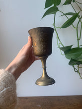 Load image into Gallery viewer, Gorgeous Etched Brass Chalice Wine Glass