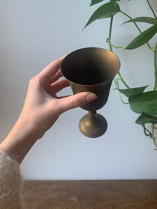 Gorgeous Etched Brass Chalice Wine Glass