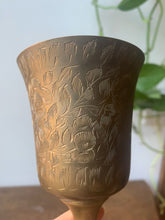 Load image into Gallery viewer, Gorgeous Etched Brass Chalice Wine Glass