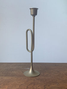 Festive Brass Trumpet Candle Holder