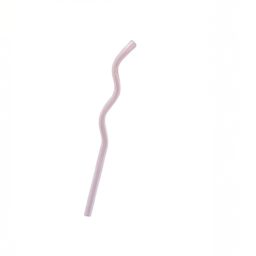 Wavy Pink Glass Straw