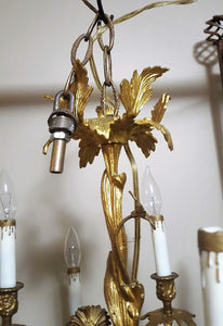 Late 19th C. Rococo Style French Ormolu 10 Light Chandelier