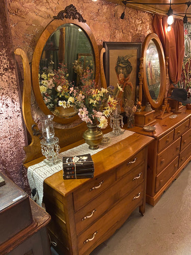 Beautiful Solid Maple Farmhouse Dresser with Tilt Mirror