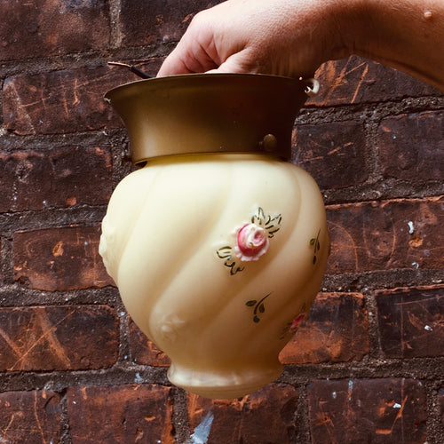 Very Sweet Vintage Soft Yellow Frosted Hanging Pendant Globe Light Fixture