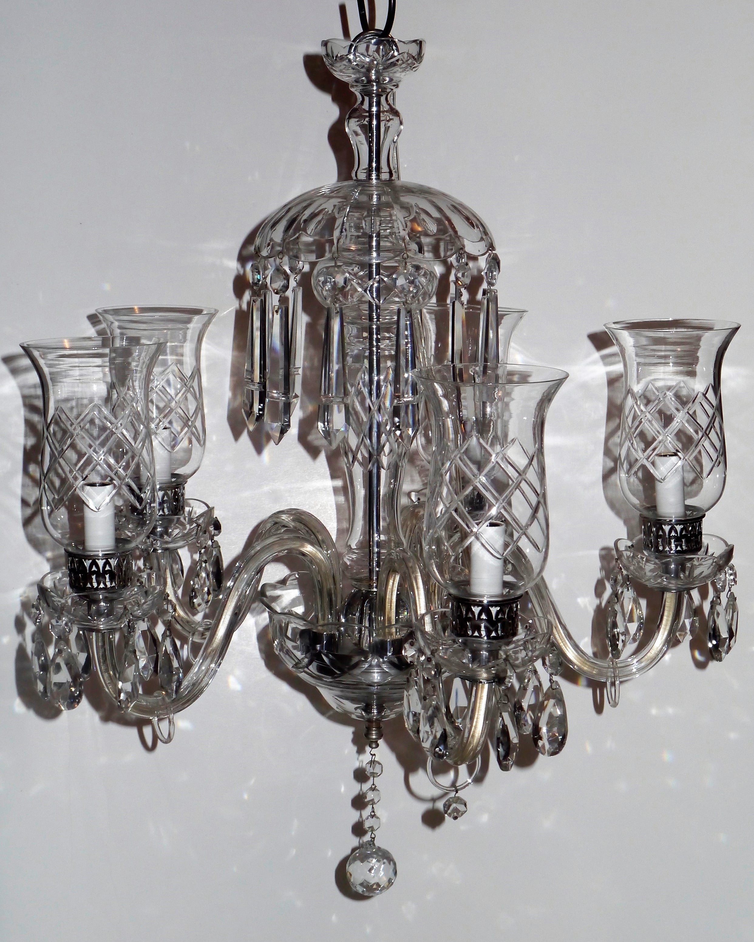 Stunning Pair Vintage Brass/ Hurricane Chimney Glass Chamberstick