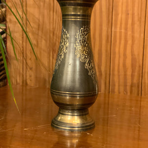 Stunning Set of Vintage Etched Brass Vases