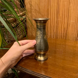 Stunning Set of Vintage Etched Brass Vases
