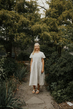 Load image into Gallery viewer, Anne Dress 100% Linen Garden Dress, Hamilton Ontario Ontario Made Canadian Made The Pale Blue Dot Casual Timless Elegant Versatile All Season Autumn Summer Winter Spring Layer James St. North Wedding Casual Romantic Style Loose Flowing Short Sleeve Pockets Boat Neck Pockets  Rachel Rae Connell Photography
