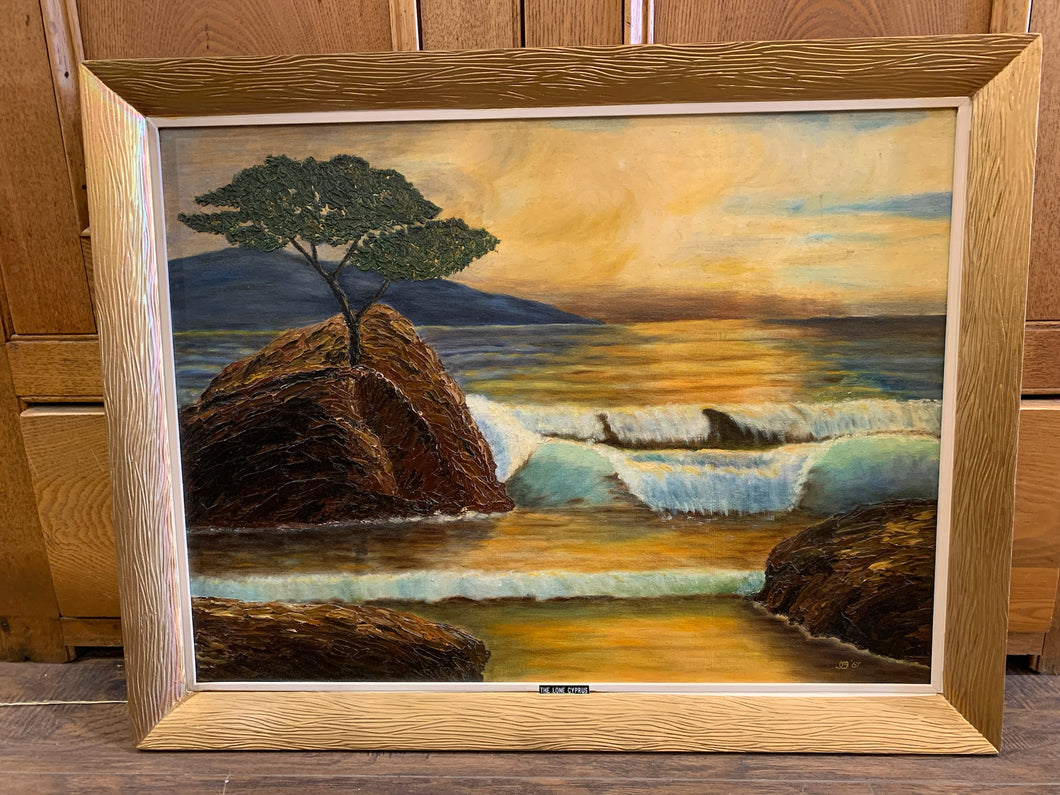 Vintage Framed Painting of “The Lone Cypress“ 1967