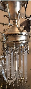 Arriving Soon - Antique Small Victorian Pewter Chandelier with Tube Crystals