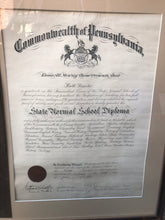 Load image into Gallery viewer, 1915 Teachers Certificate and State Normal School Diploma of Ruth McIntire Rossiter