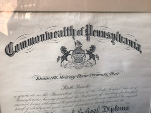 1915 Teachers Certificate and State Normal School Diploma of Ruth McIntire Rossiter