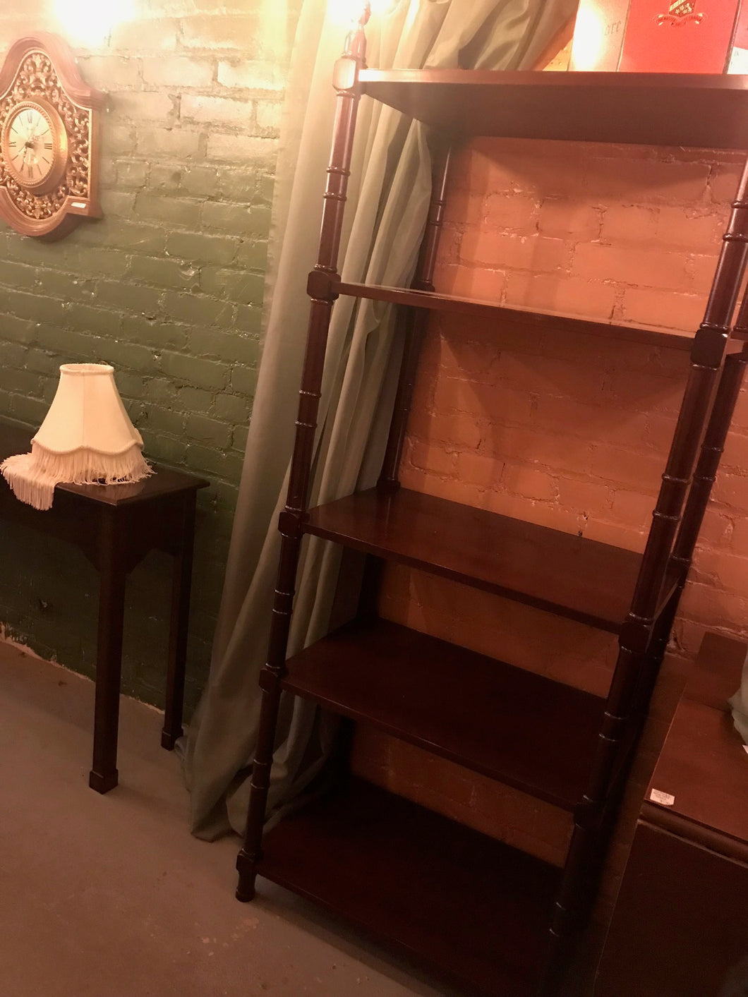 Vintage Mahogany Shelving Until with Brass Detailing