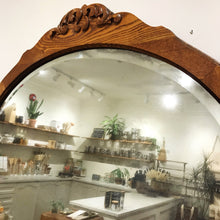 Load image into Gallery viewer, Antique Wooden Oval Mirror with Beveled Edges