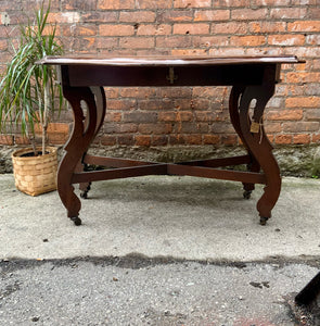 Vintage Solid Wood Drop Leaf Table on Castors