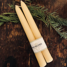 Load image into Gallery viewer, Pair Hand Dipped Beeswax Taper Candles (8&quot;, 10&quot; or 12”)