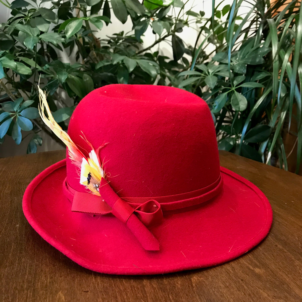 Vintage Red Felted Hat
