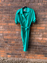 Load image into Gallery viewer, Vintage Teal Button up Dress with Belt (Small)