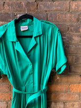 Load image into Gallery viewer, Vintage Teal Button up Dress with Belt (Small)