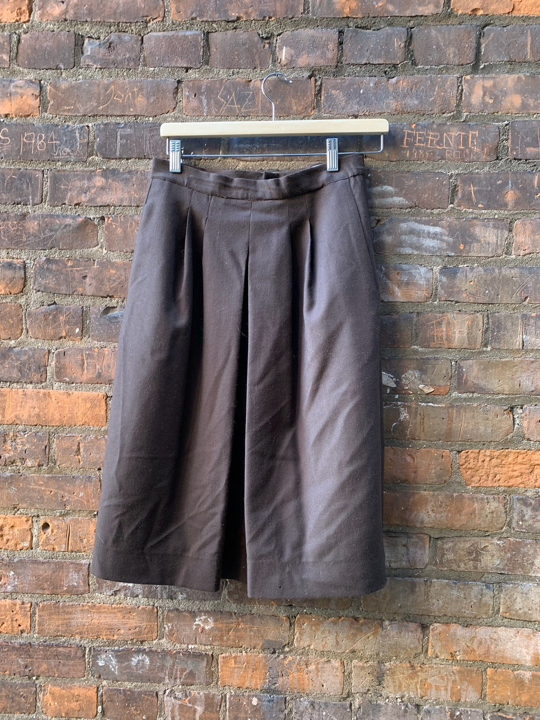 Vintage Twill Brown Handmade High Waist Skirt (Small)