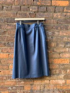 Vintage 100% Wool Steel Grey High Waist Skirt (Small)