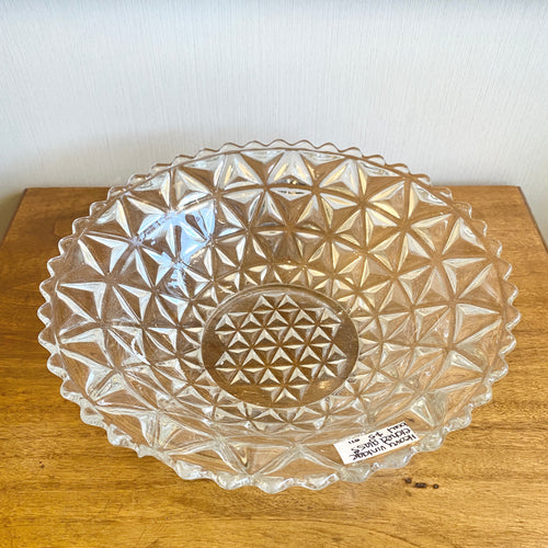 Heavy Vintage Etched Glass Bowl