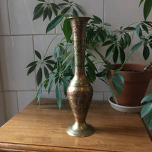 Load image into Gallery viewer, Stunning Etched Brass Vase