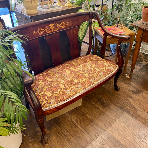 Late 19th Century Empire Style William Morris Textile Covered Settee